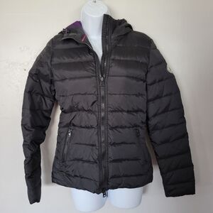 American Eagle Women's Small Black Quilted Down Feather Puffer Coat Winter Warm